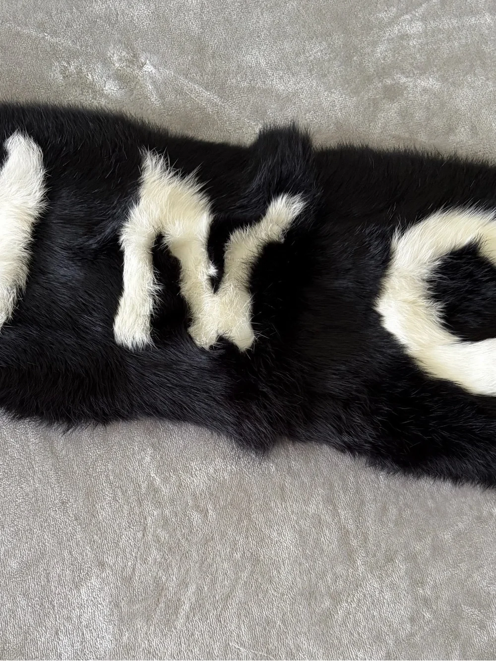Eugenia Kim Black & White Incognito Rabbit Fur Scarf